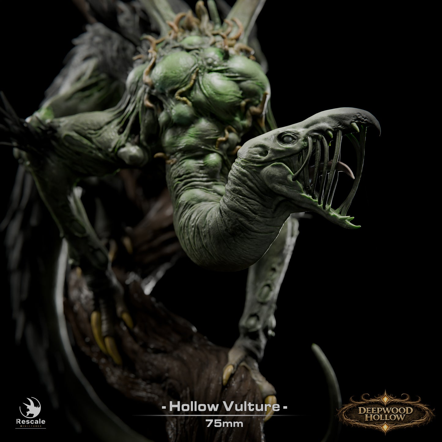 Hollow Vulture | Shadow Carrion Beast | Resin Tabletop RPG Figure | 75mm Base