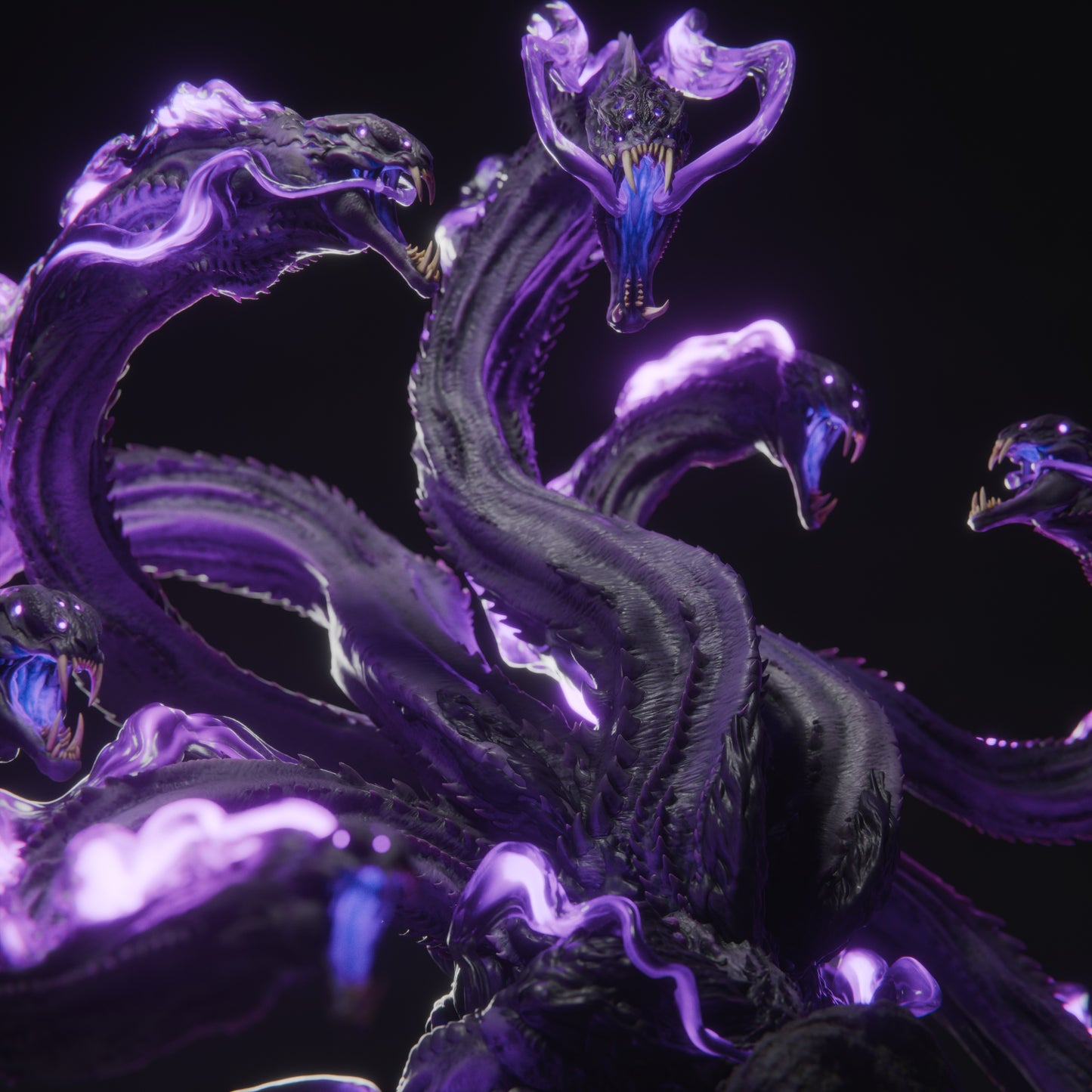 Shadow Hydra Large D&D Miniature | Multi-Headed Shadow Monster Boss | Resin Tabletop RPG Model | 100mm Base