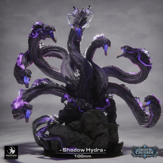 Shadow Hydra Large D&D Miniature | Multi-Headed Shadow Monster Boss | Resin Tabletop RPG Model | 100mm Base
