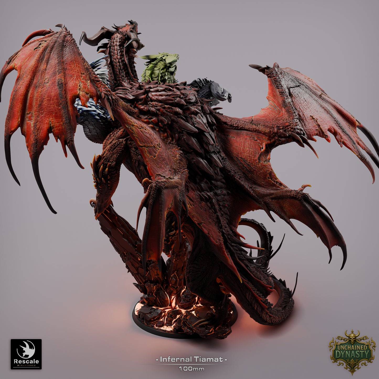 Infernal Tiamat Large D&D Miniature | Five-Headed Dragon Queen Figure | Resin 3D Printed Tabletop RPG Model | 100mm Base