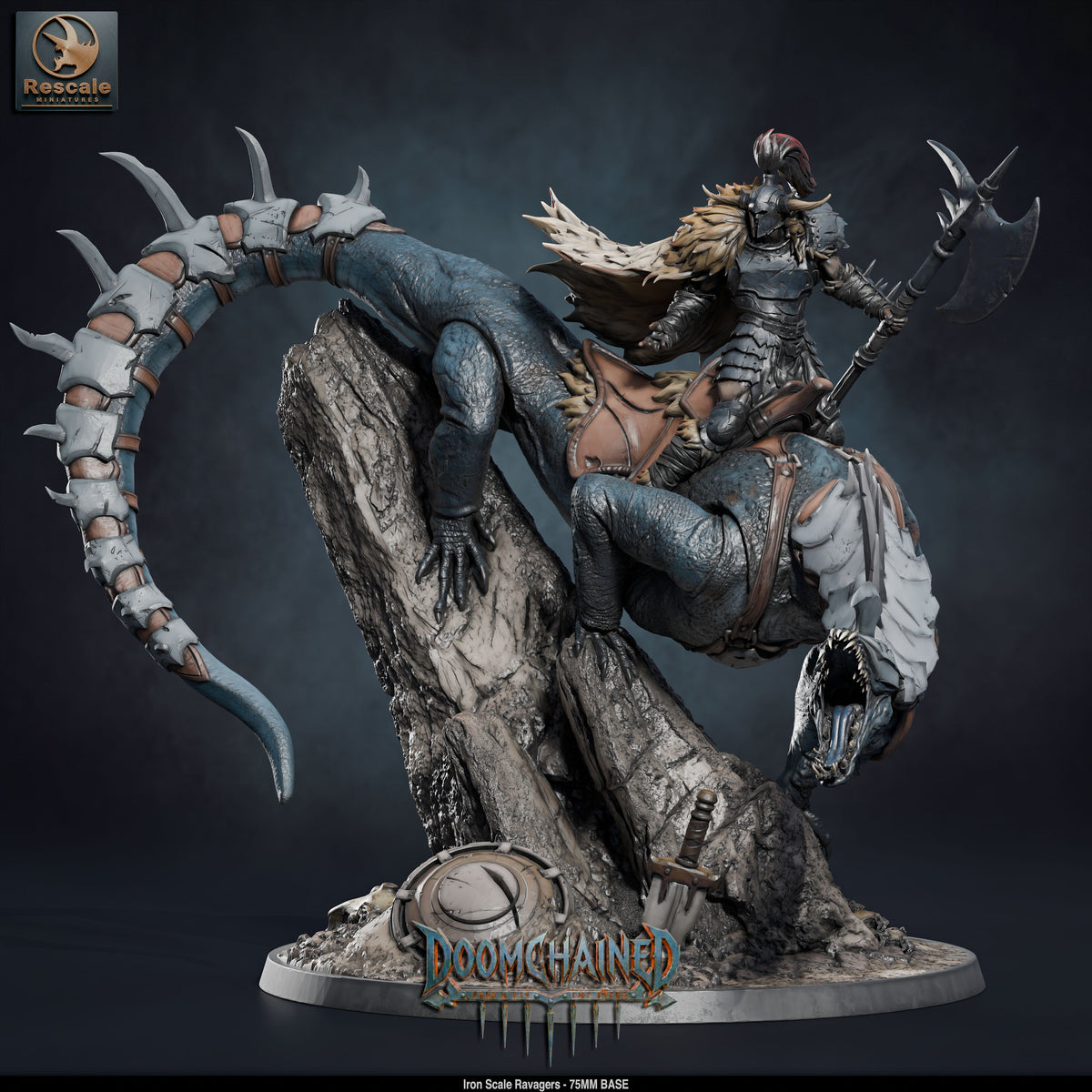 Iron Scale Ravager DND TTRPG Resin Model 75mm Base