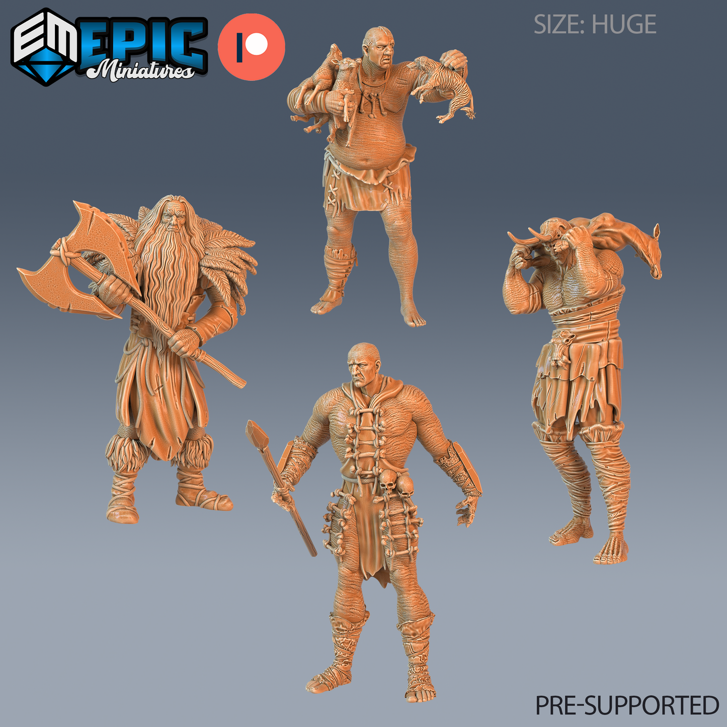 Jotunn Giant Tribe Barbarian | Frost Giant Berserker | Resin Tabletop RPG Figure | 76mm Base