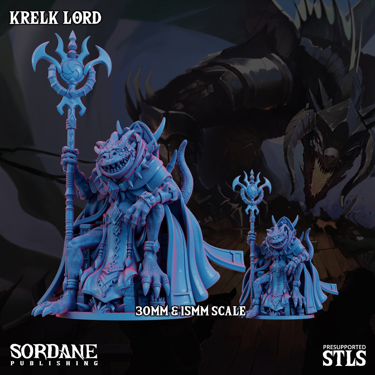 Krelk Lord DND TTRPG Resin Model 175mm Base