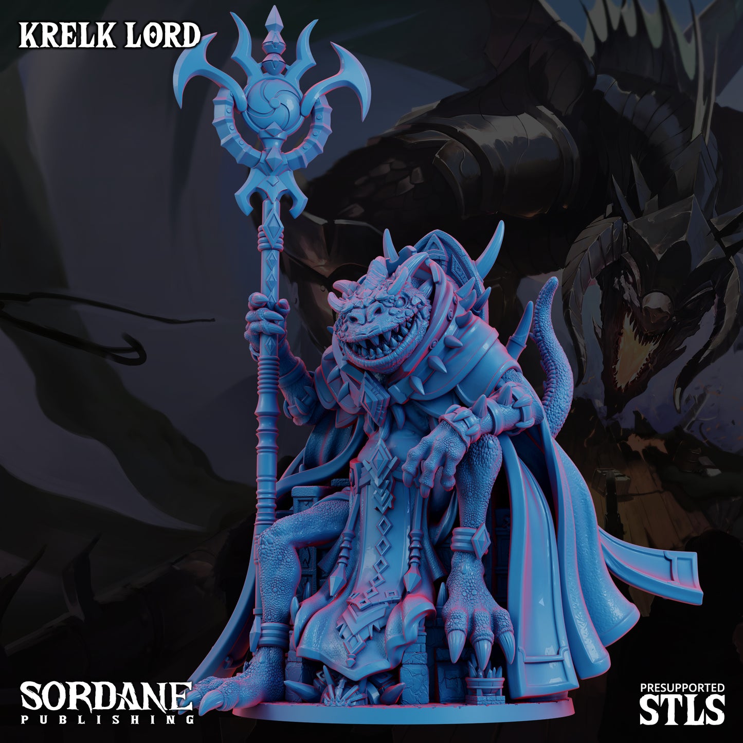 Krelk Lord DND TTRPG Resin Model 175mm Base