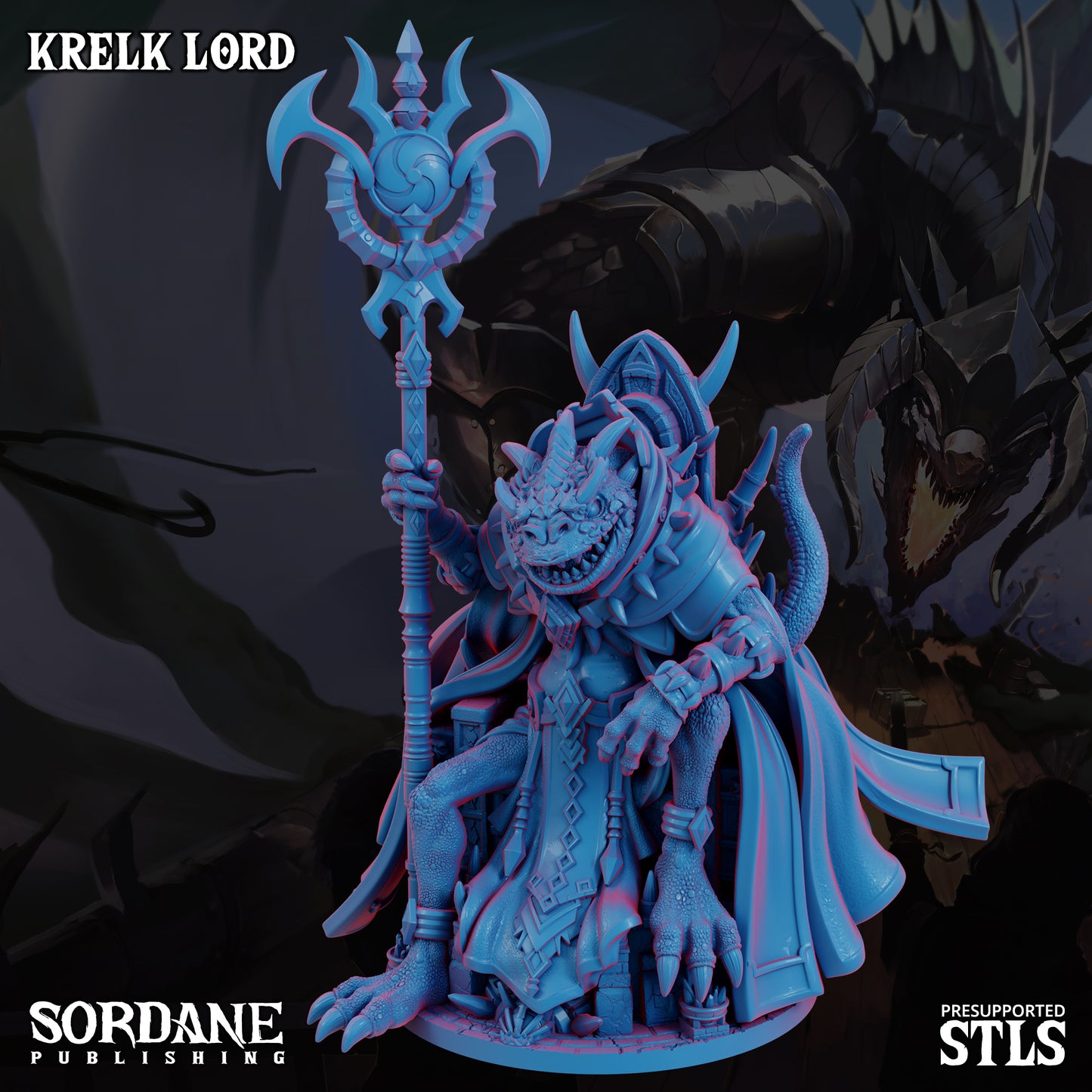 Krelk Lord DND TTRPG Resin Model 175mm Base
