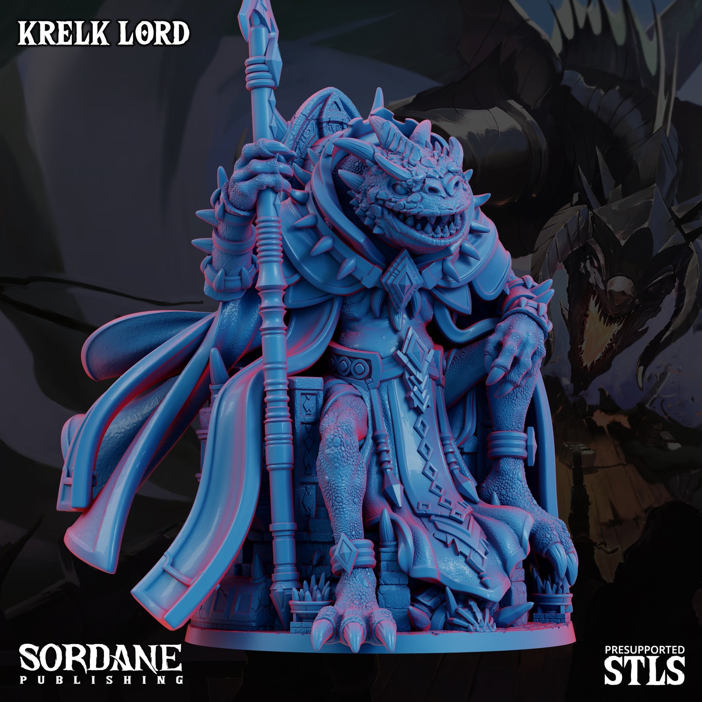 Krelk Lord DND TTRPG Resin Model 175mm Base
