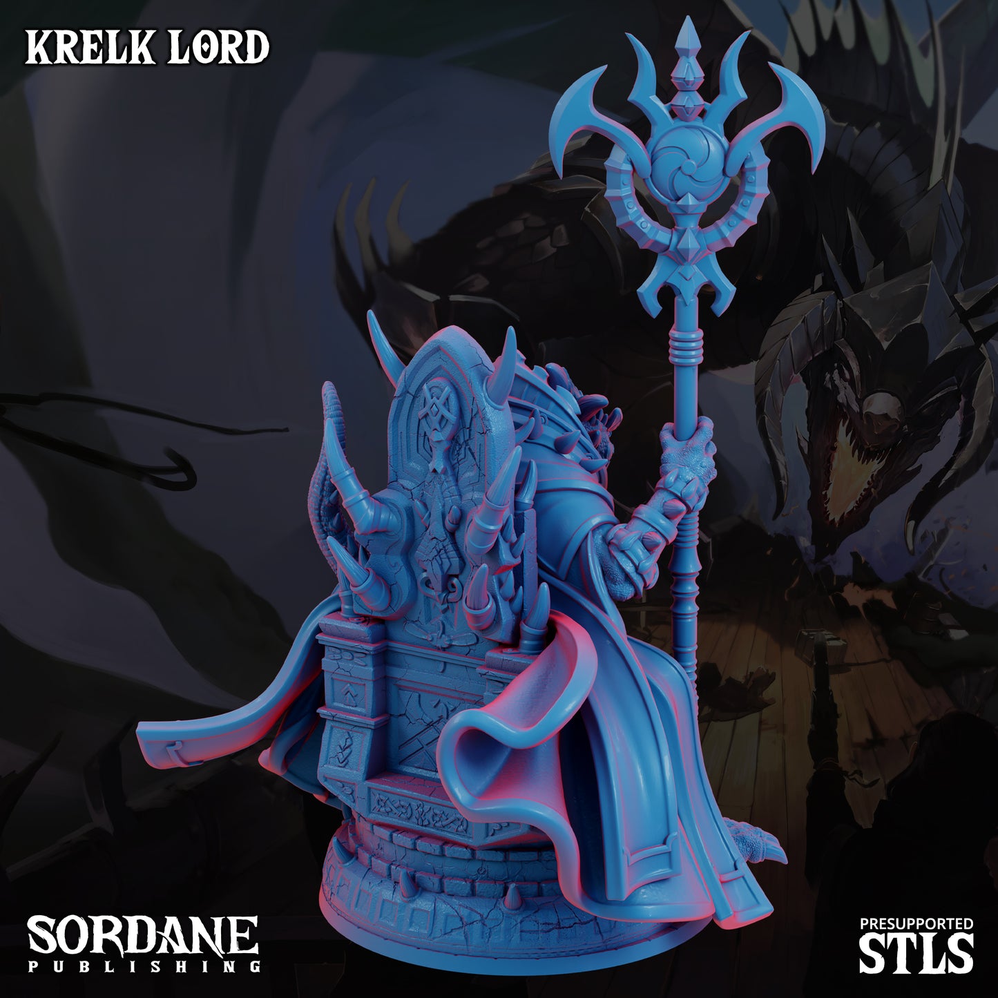 Krelk Lord DND TTRPG Resin Model 175mm Base
