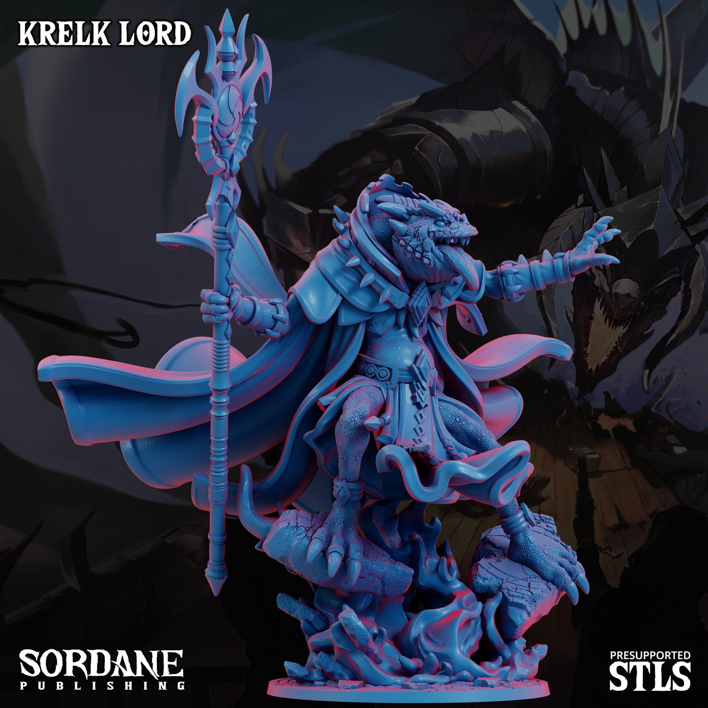 Krelk Lord DND TTRPG Resin Model 175mm Base