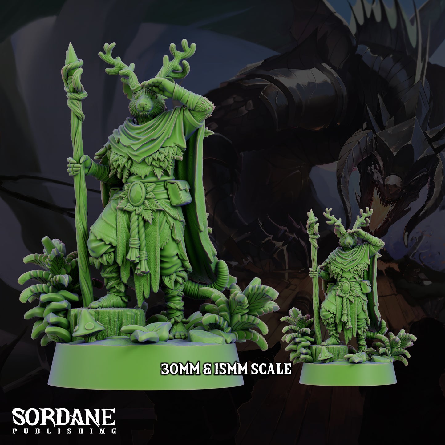 Mushjiwi Druid DND Miniature TTRPG Resin Figure 25mm Base