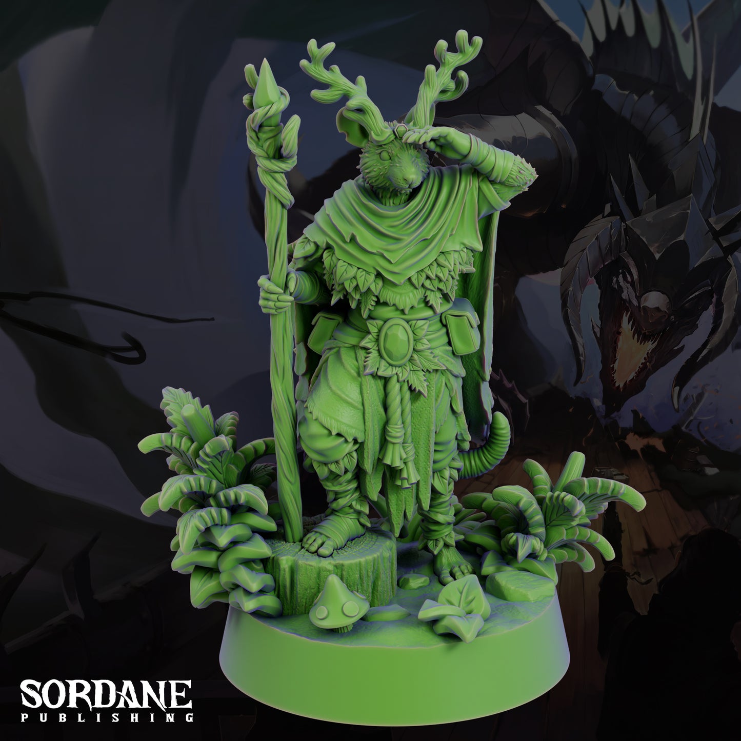 Mushjiwi Druid DND Miniature TTRPG Resin Figure 25mm Base