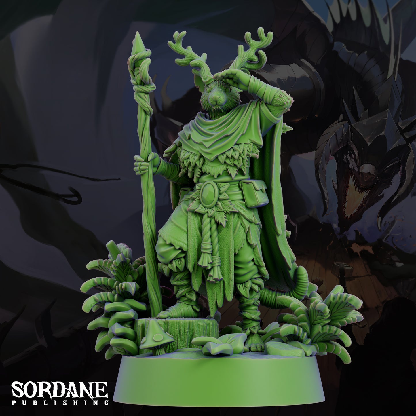 Mushjiwi Druid DND Miniature TTRPG Resin Figure 25mm Base