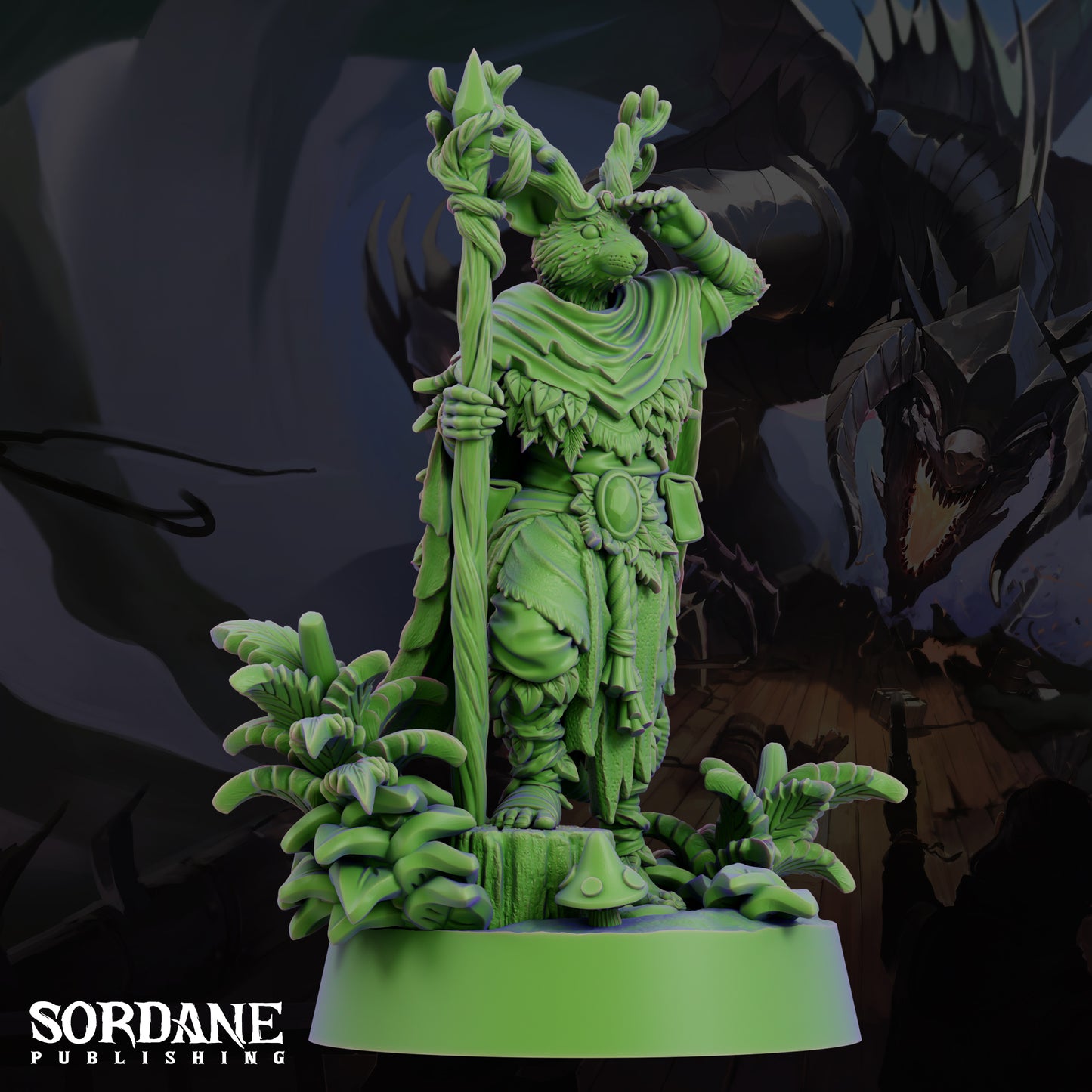 Mushjiwi Druid DND Miniature TTRPG Resin Figure 25mm Base
