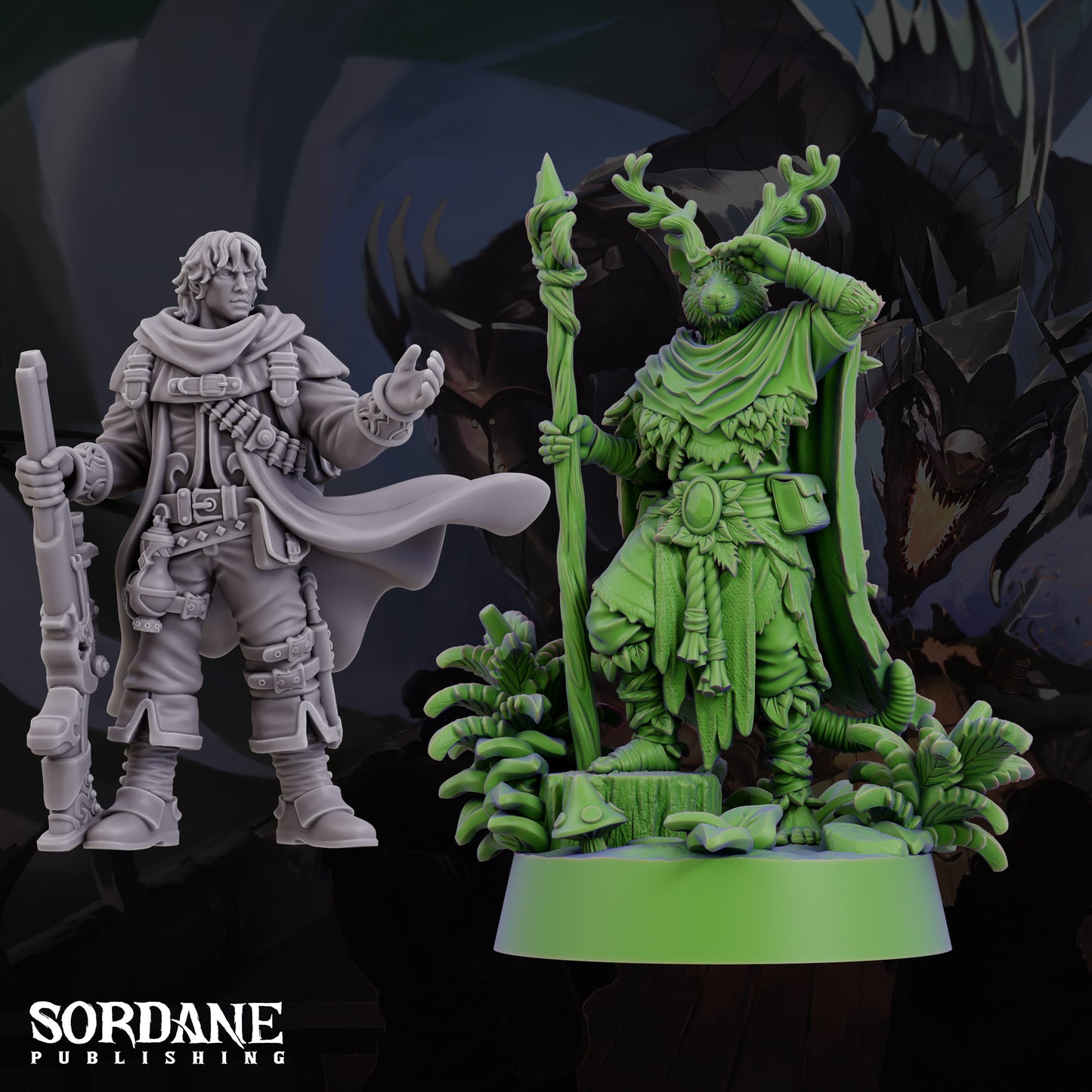 Mushjiwi Druid DND Miniature TTRPG Resin Figure 25mm Base