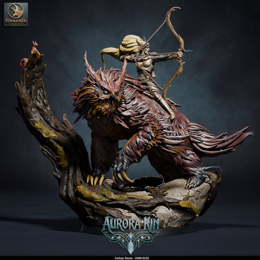 Owl Bear Rider DND TTRPG Resin Model 50mm Base