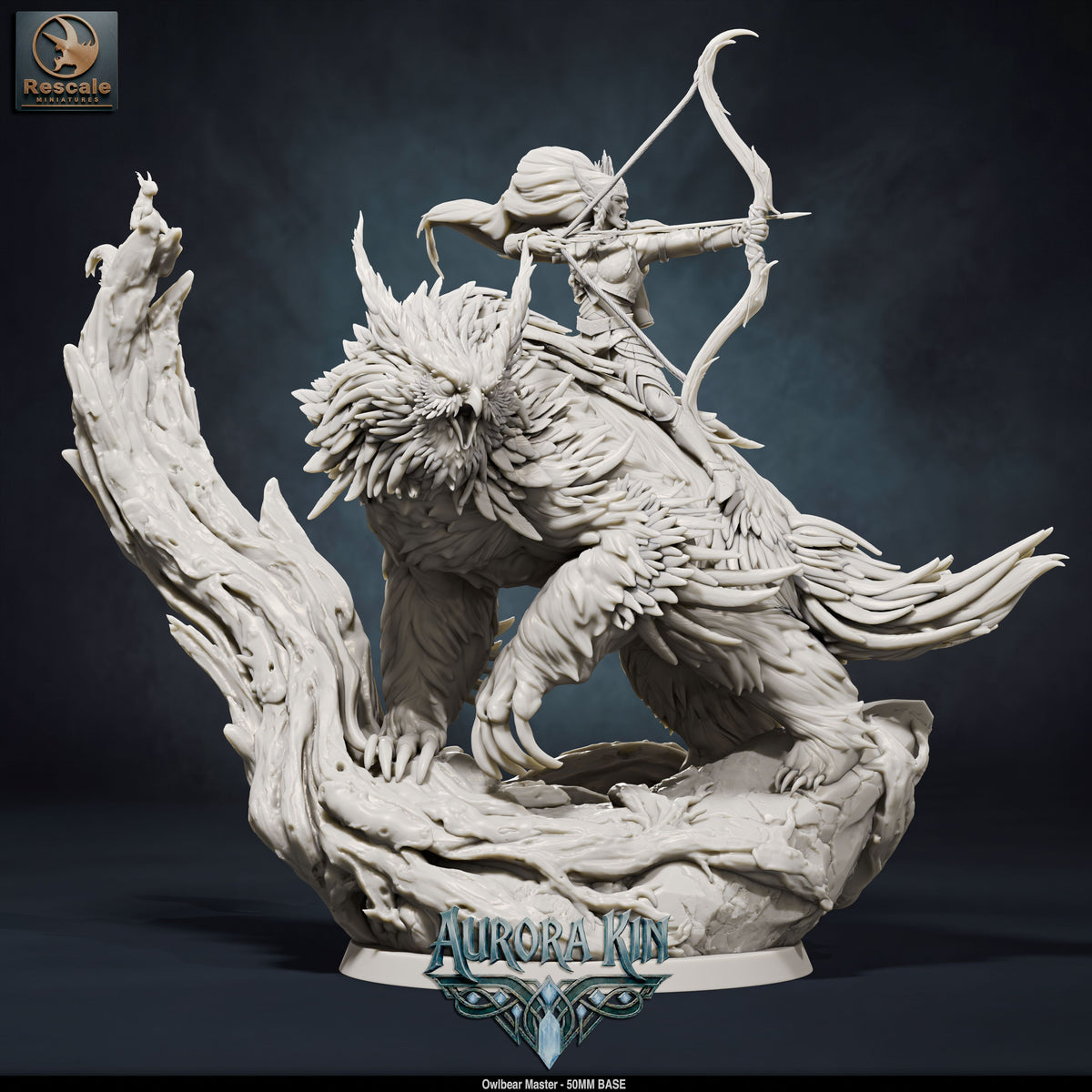 Owl Bear Rider DND TTRPG Resin Model 50mm Base