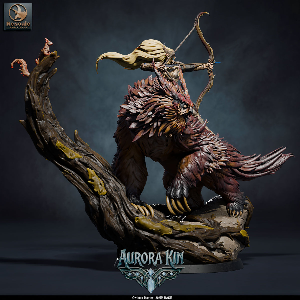 Owl Bear Rider DND TTRPG Resin Model 50mm Base