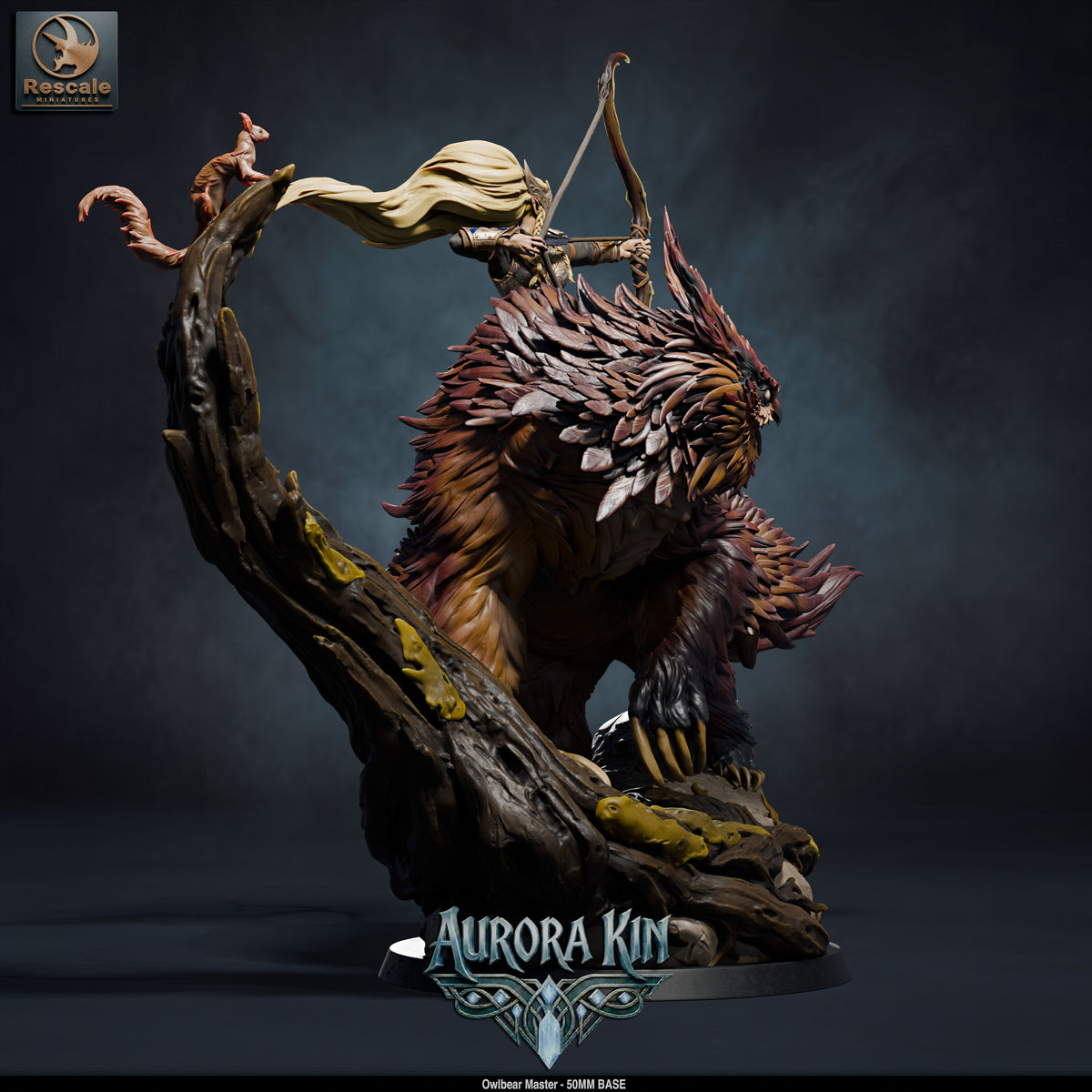 Owl Bear Rider DND TTRPG Resin Model 50mm Base