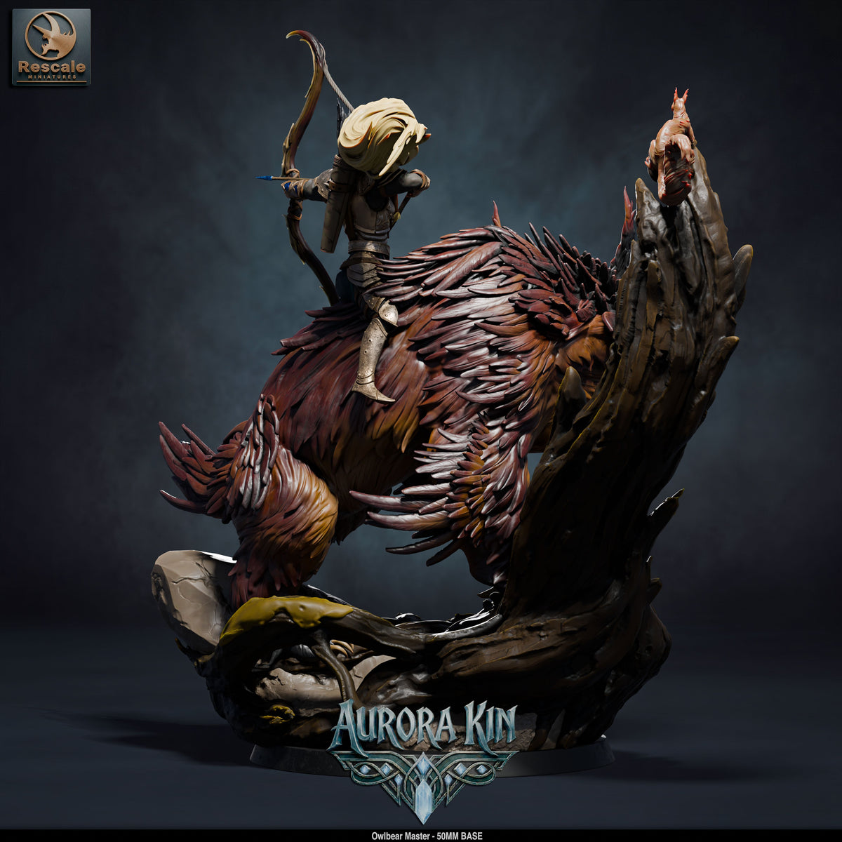Owl Bear Rider DND TTRPG Resin Model 50mm Base