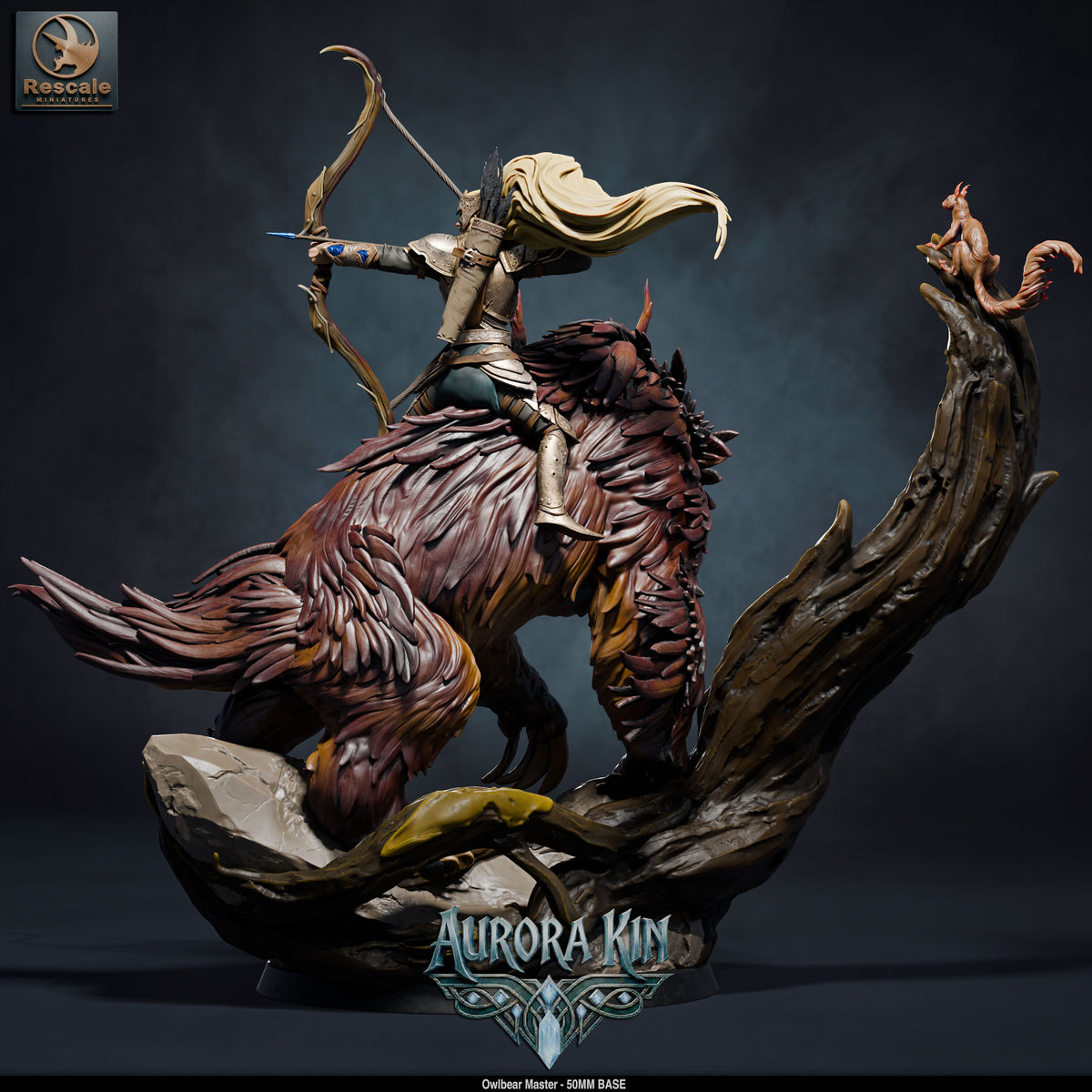 Owl Bear Rider DND TTRPG Resin Model 50mm Base