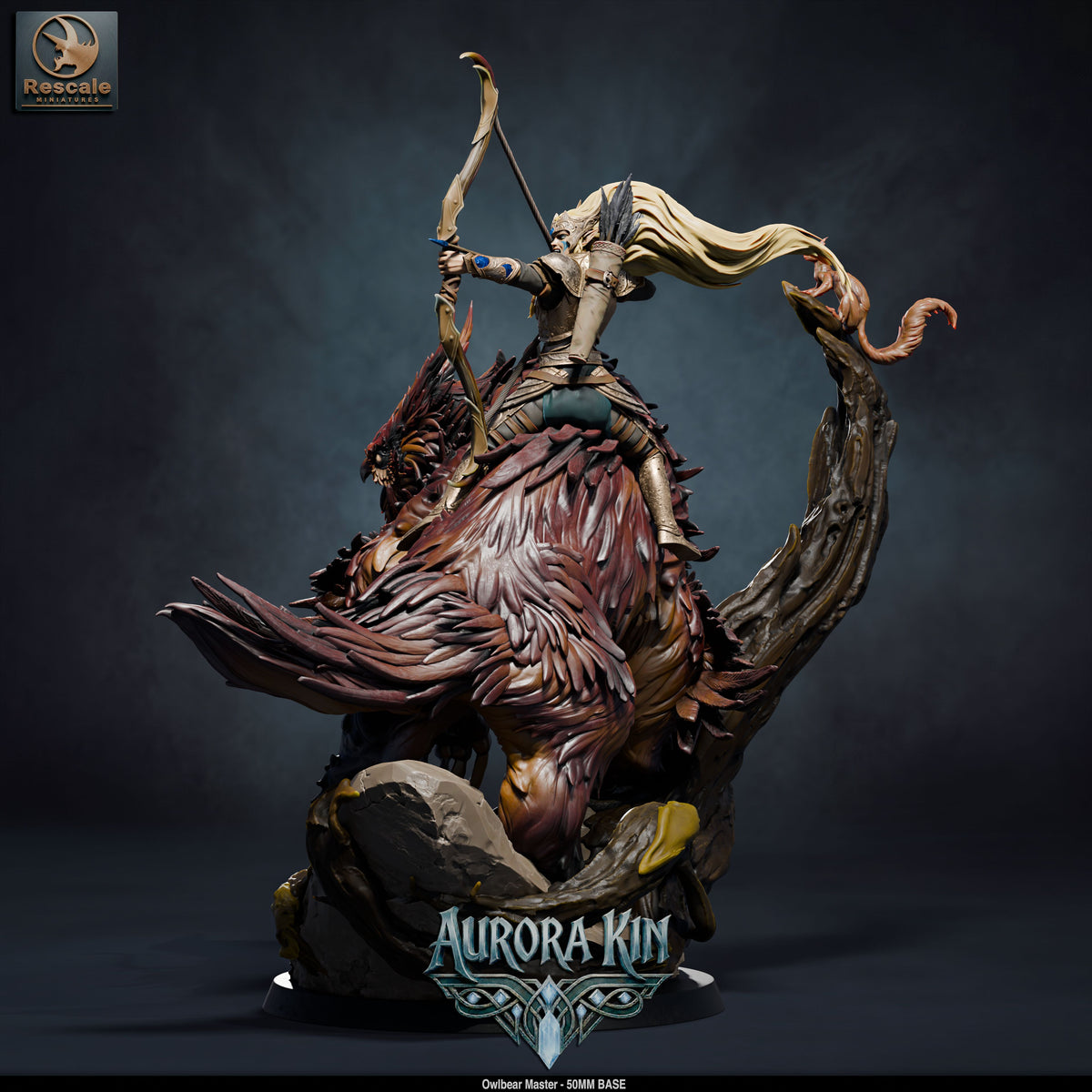 Owl Bear Rider DND TTRPG Resin Model 50mm Base