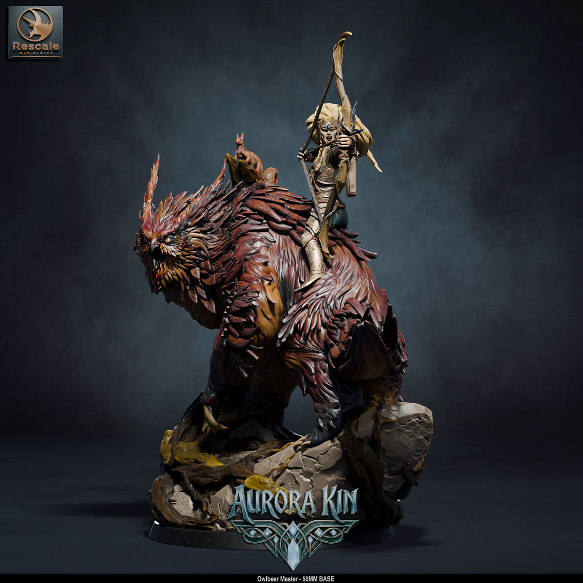 Owl Bear Rider DND TTRPG Resin Model 50mm Base