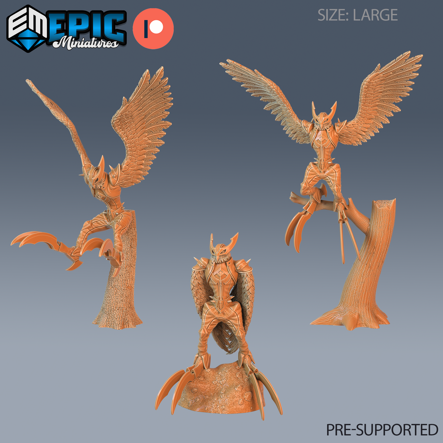 Owl Harpy DND Miniature TTRPG Resin Figure 50mm Base