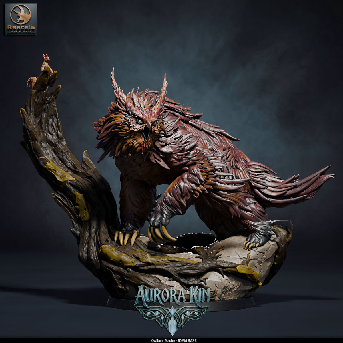 Owl Bear Rider DND TTRPG Resin Model 50mm Base