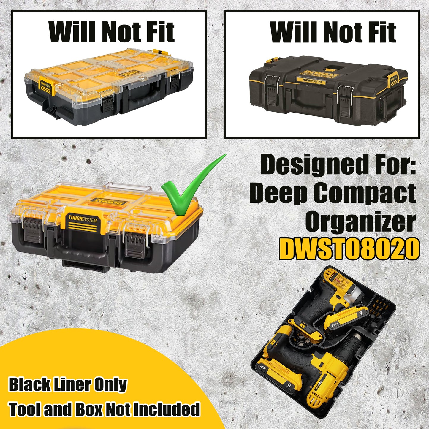 Dewalt 20V Max Drill Set Organizer for Dewalt Deep Compact Organizer