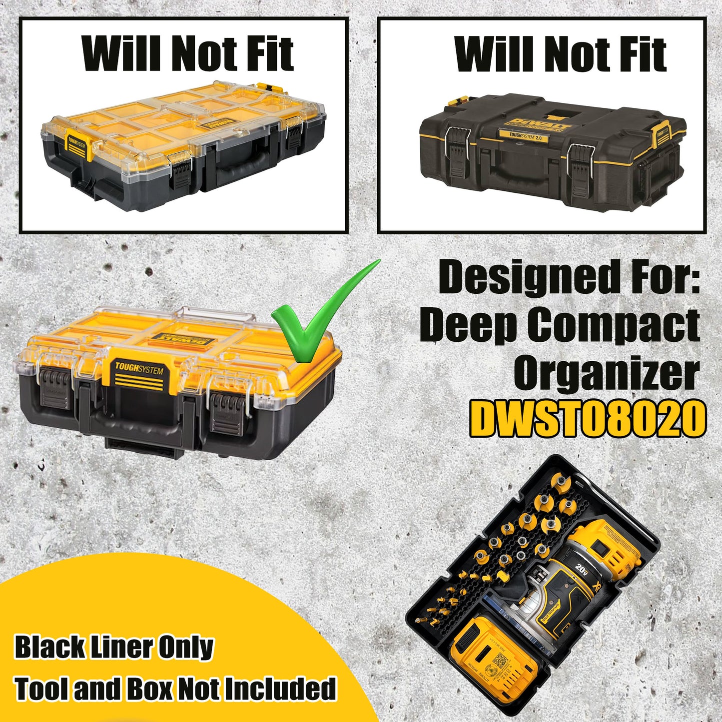Dewalt 20V Router Insert Organizer Tray For Dewalt Deep Compact