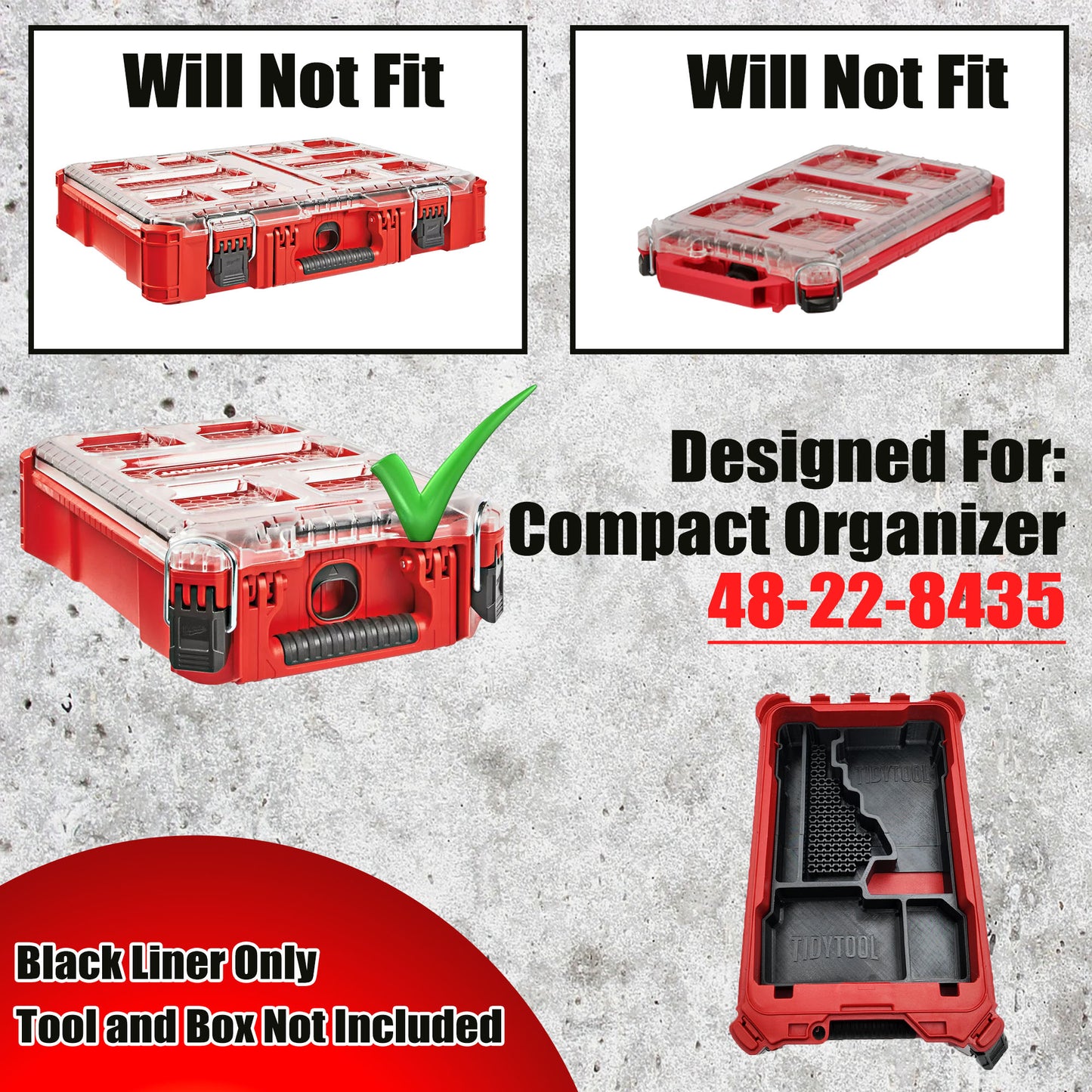 M18 Fuel 1/4" Hex Impact Driver Organizer for Milwaukee Compact Packout