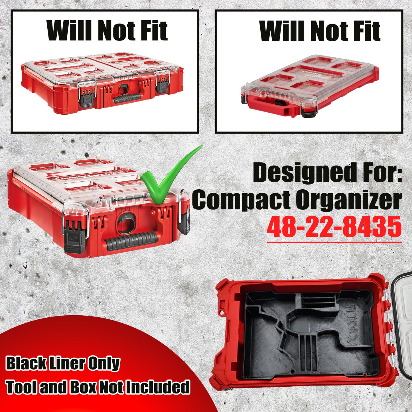 M12 Fuel 3" Compact Cut Off Tool Organizer for Milwaukee Compact Packout