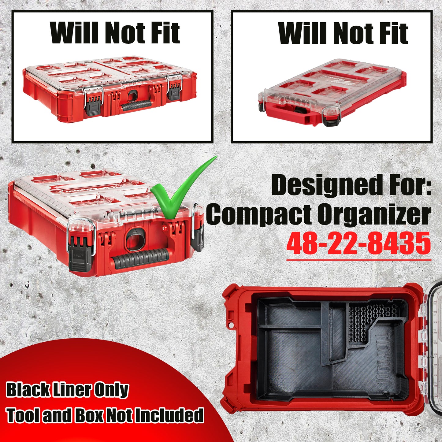 DeWalt 20V Brushless Drill (DCD794) Organizer for Milwaukee Compact Packout