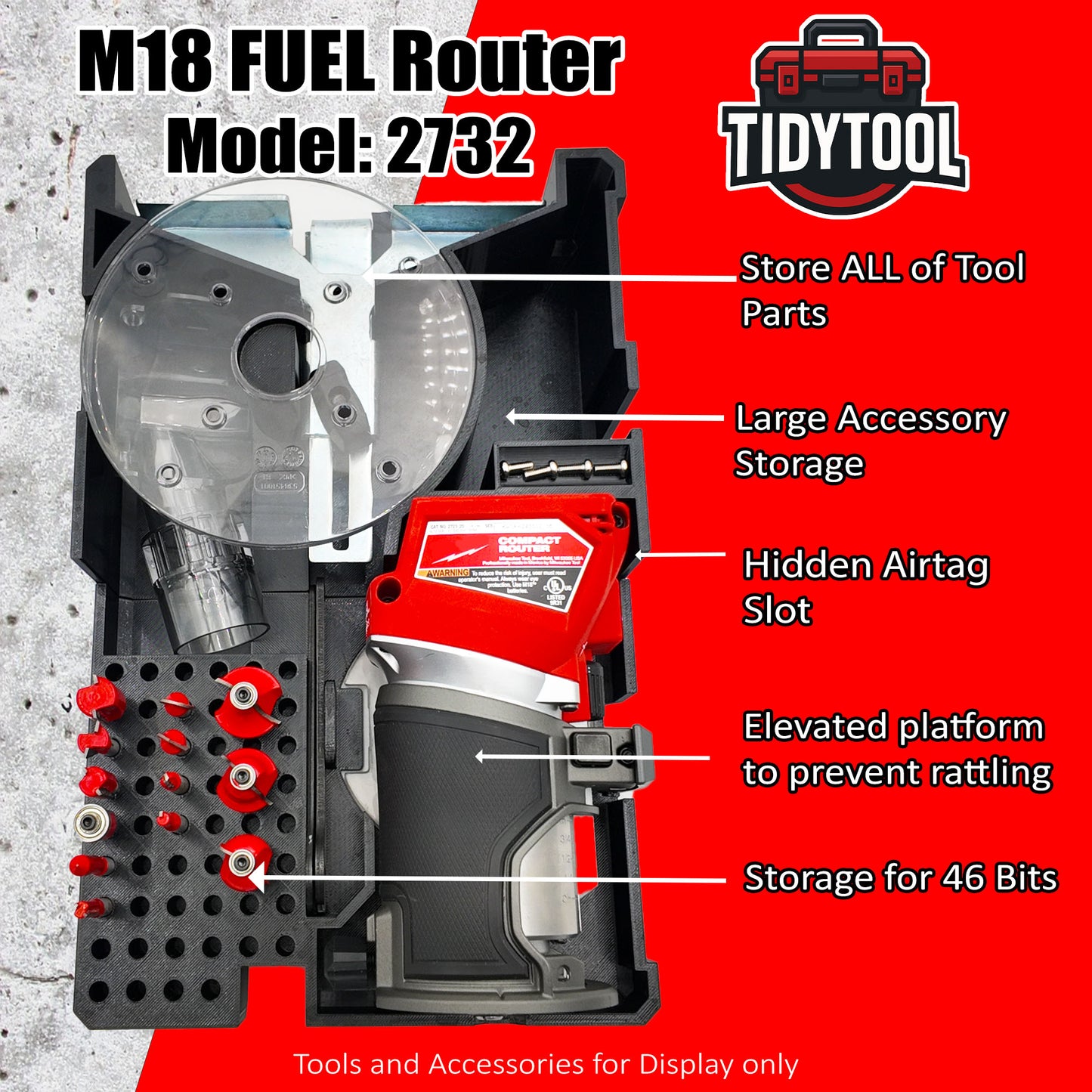M18 Router Organizer for Milwaukee Packout 2 and 3 Drawer