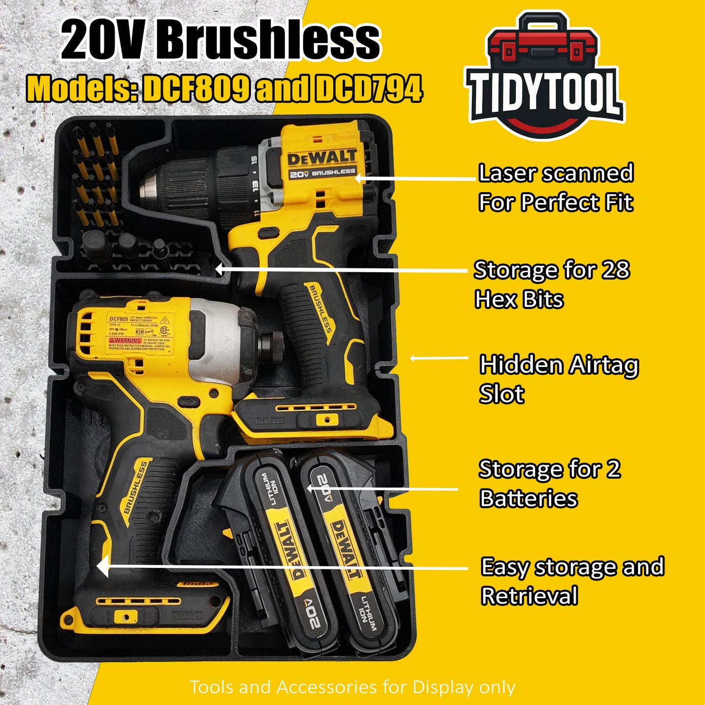 Dewalt 20V Brushless Drill Set Organizer for Dewalt Deep Compact Organizer
