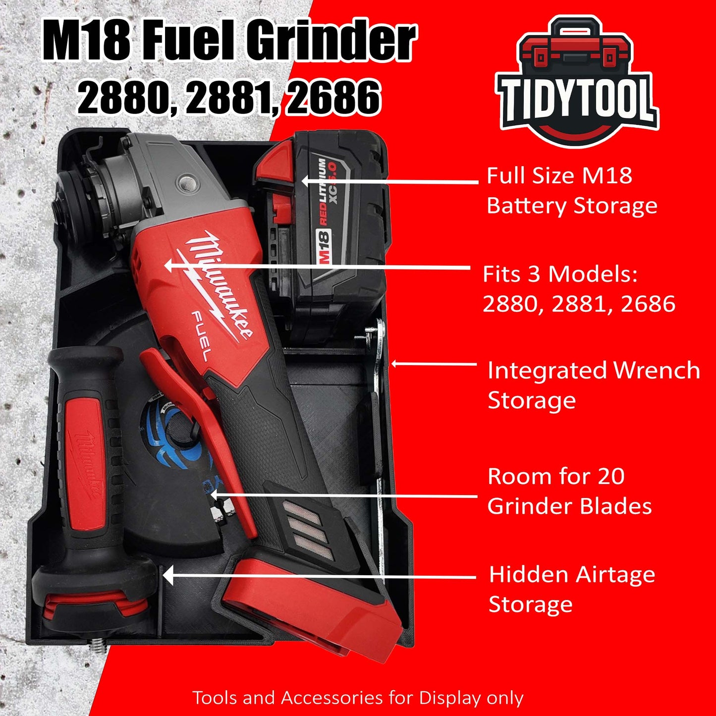 M18 Grinder Organizer for Milwaukee Compact Packout