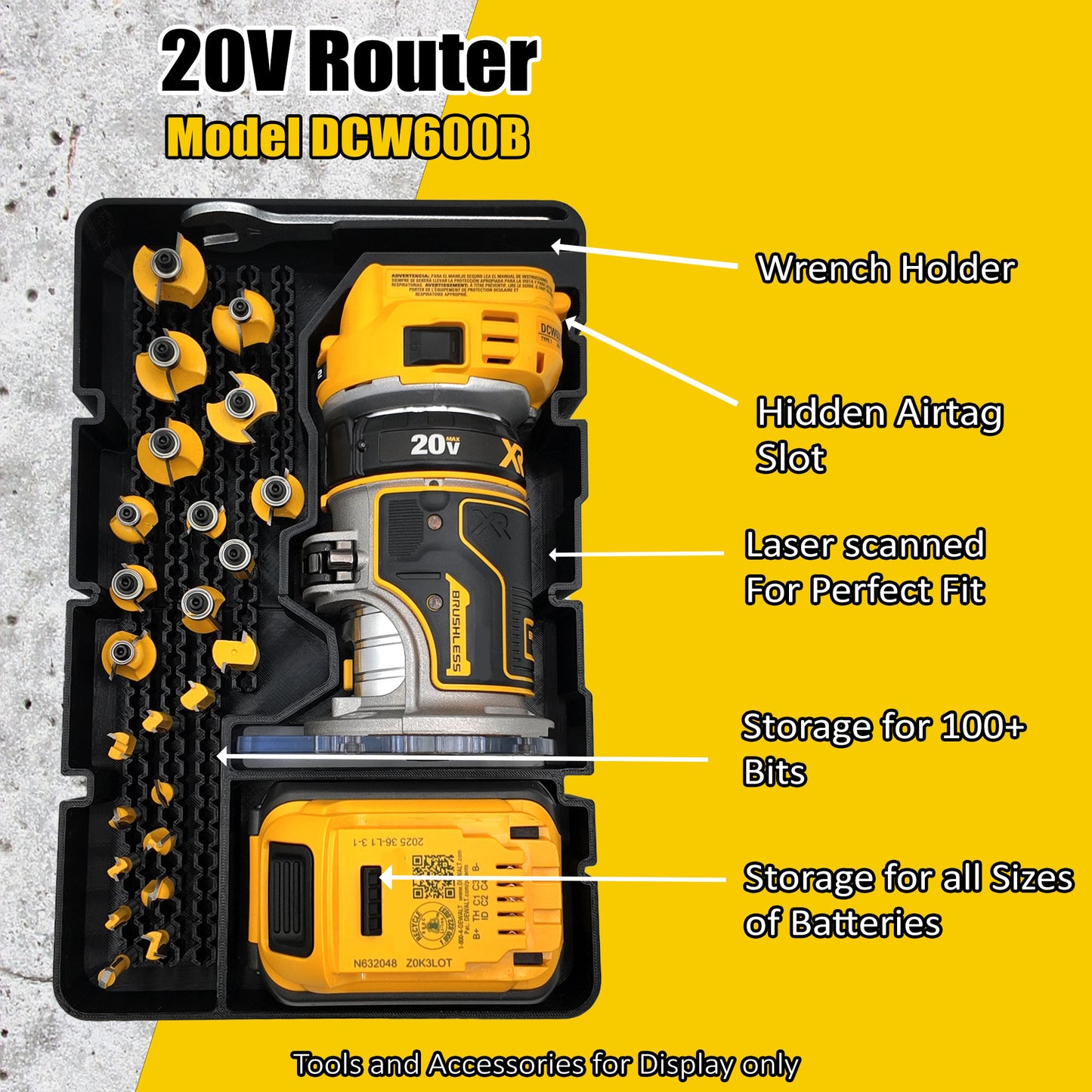 Dewalt 20V Router Insert Organizer Tray For Dewalt Deep Compact