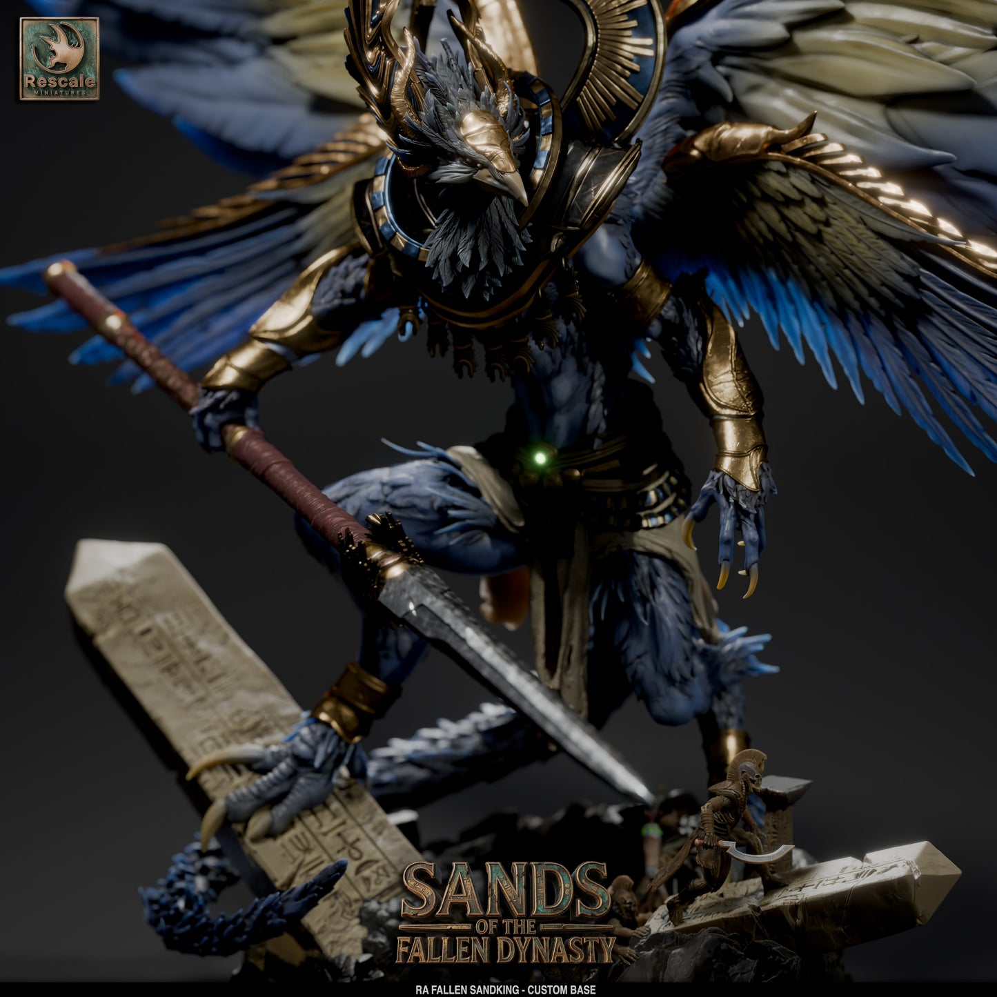 Ra Fallen Sand King | Undead Desert Monarch | Resin Tabletop RPG Figure | Large Custom Base