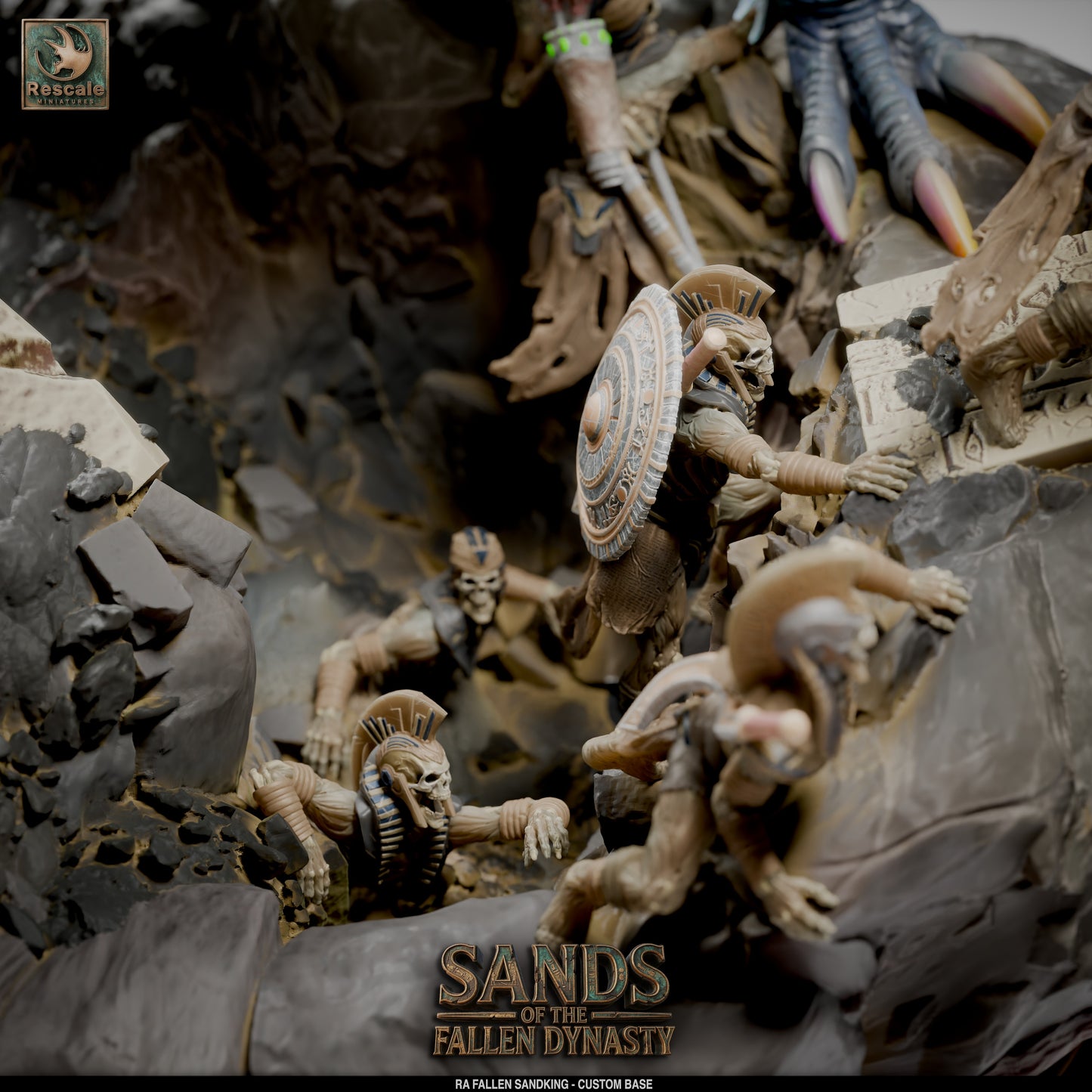 Ra Fallen Sand King | Undead Desert Monarch | Resin Tabletop RPG Figure | Large Custom Base