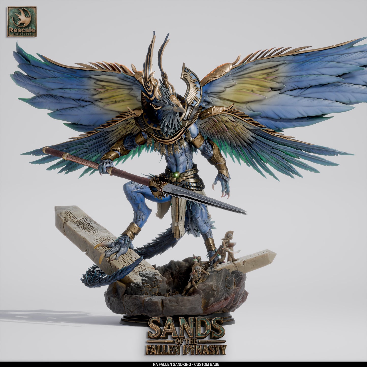 Ra Fallen Sand King | Undead Desert Monarch | Resin Tabletop RPG Figure | Large Custom Base