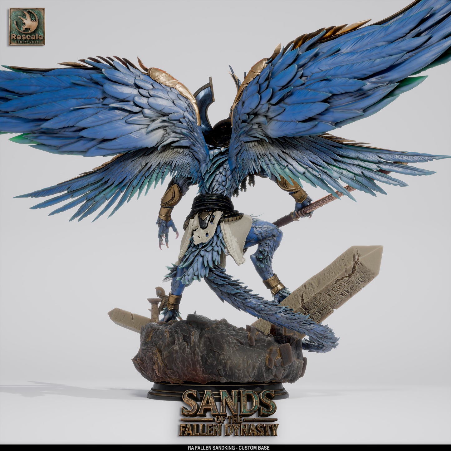 Ra Fallen Sand King | Undead Desert Monarch | Resin Tabletop RPG Figure | Large Custom Base