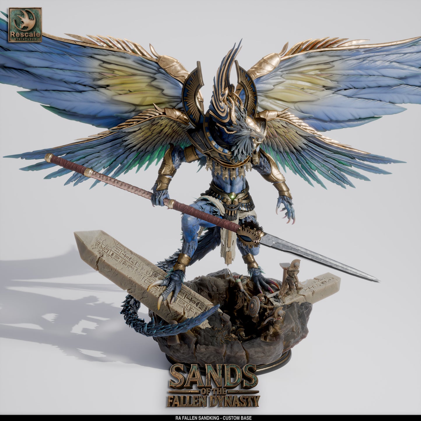 Ra Fallen Sand King | Undead Desert Monarch | Resin Tabletop RPG Figure | Large Custom Base