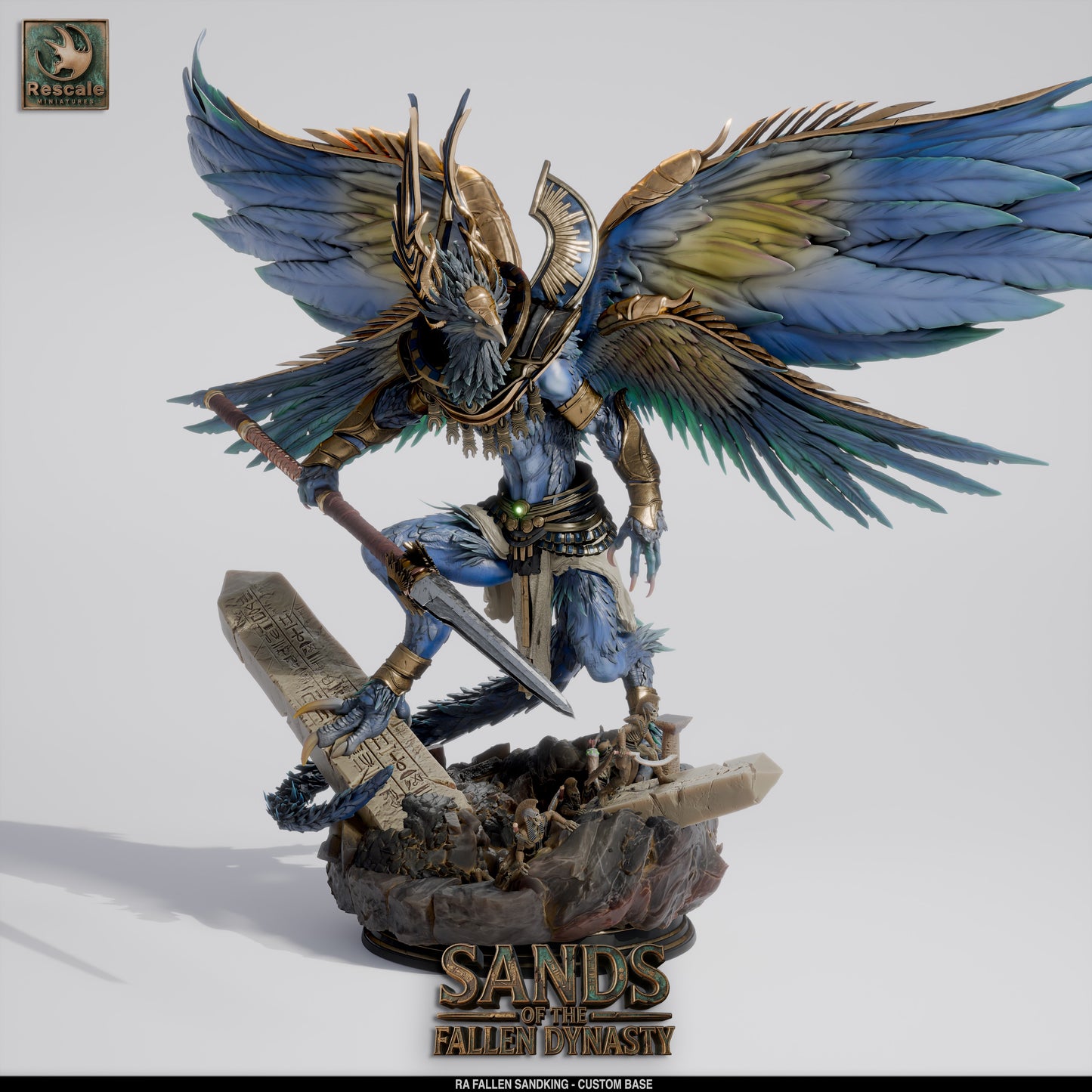 Ra Fallen Sand King | Undead Desert Monarch | Resin Tabletop RPG Figure | Large Custom Base