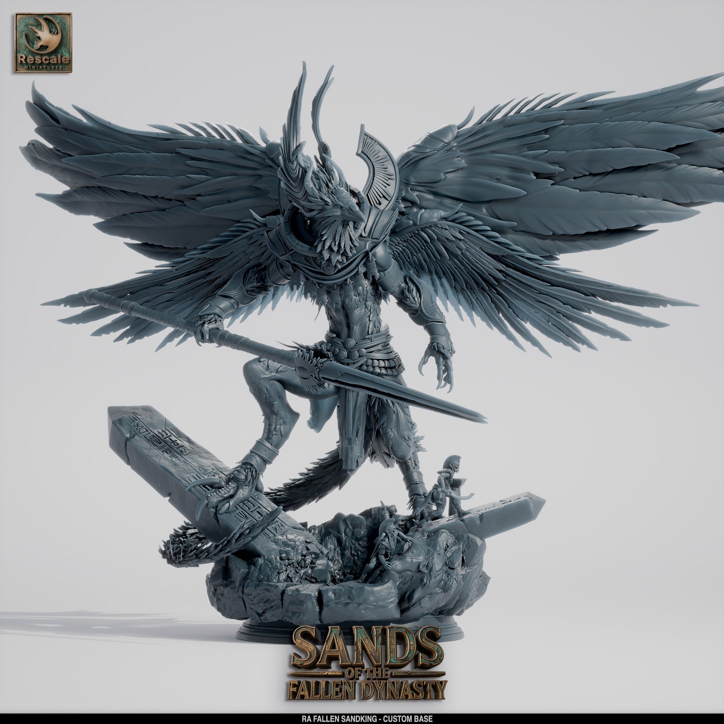 Ra Fallen Sand King | Undead Desert Monarch | Resin Tabletop RPG Figure | Large Custom Base