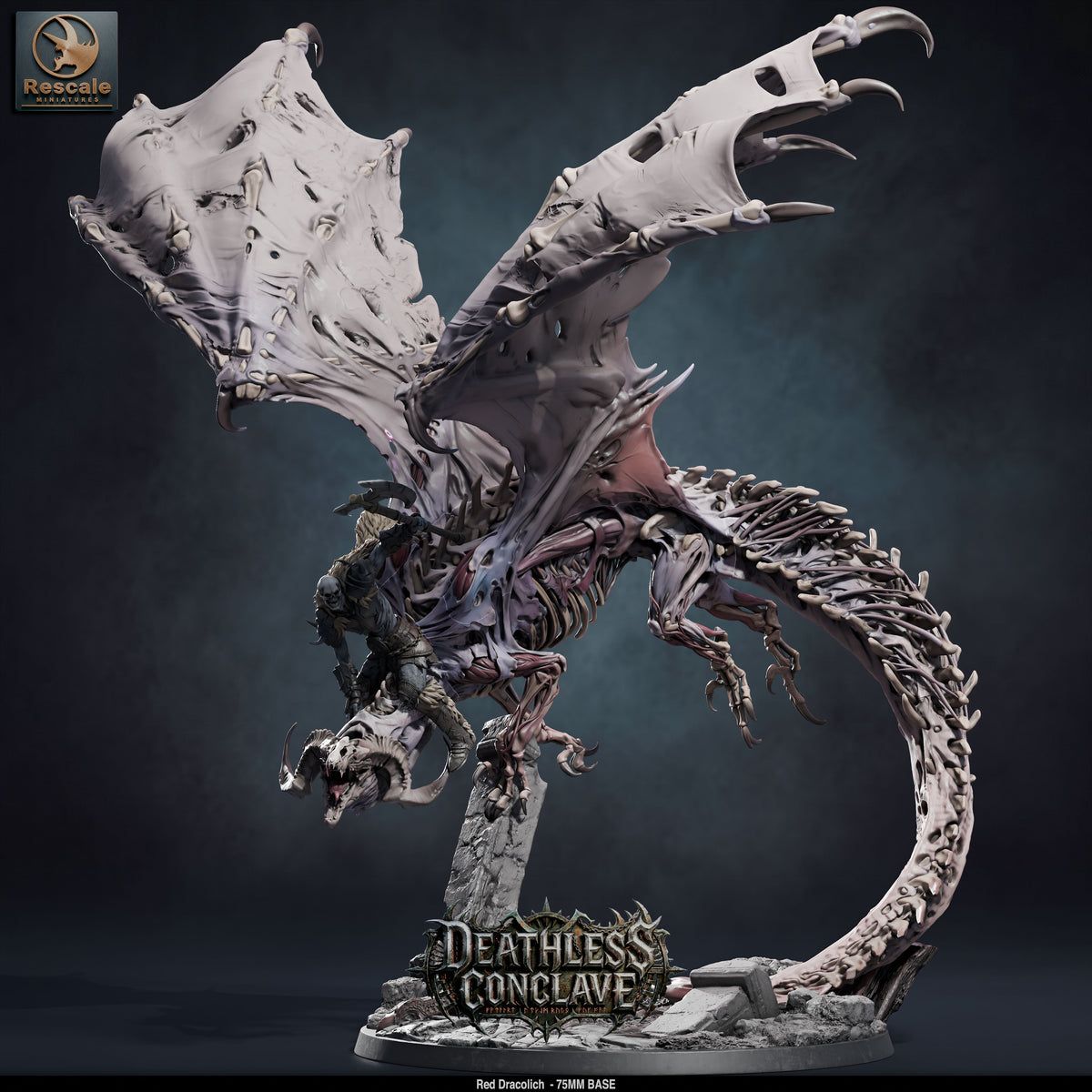 Red Dracolich DND TTRPG Resin Model 75mm Base