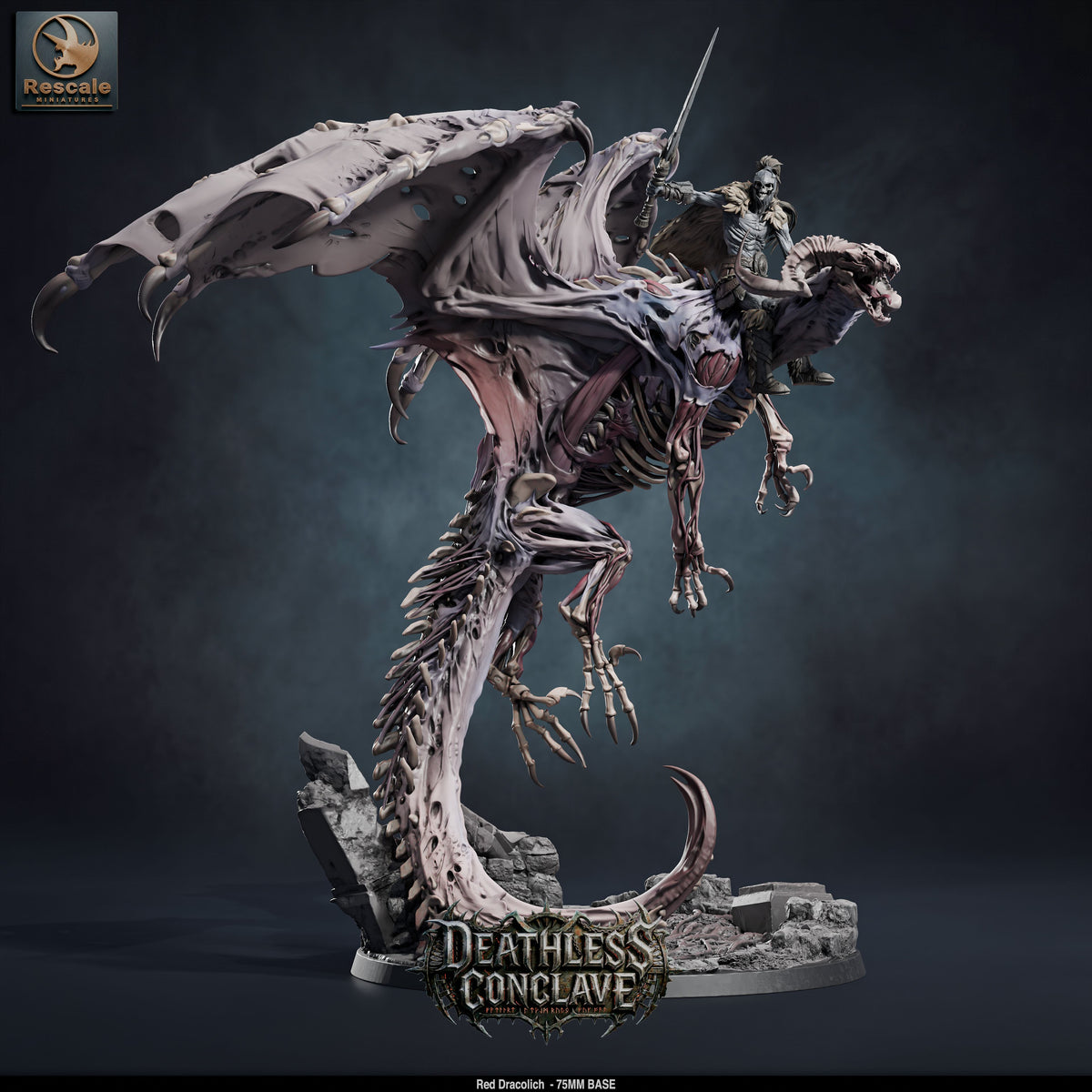 Red Dracolich DND TTRPG Resin Model 75mm Base