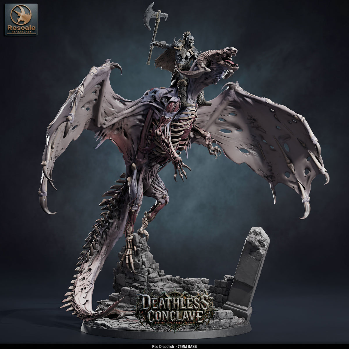 Red Dracolich DND TTRPG Resin Model 75mm Base