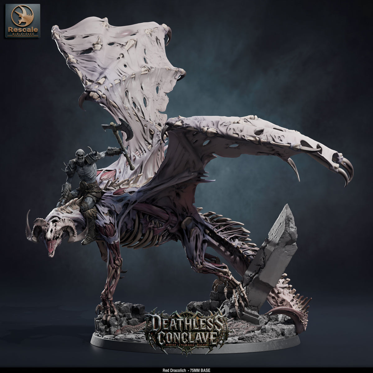 Red Dracolich DND TTRPG Resin Model 75mm Base