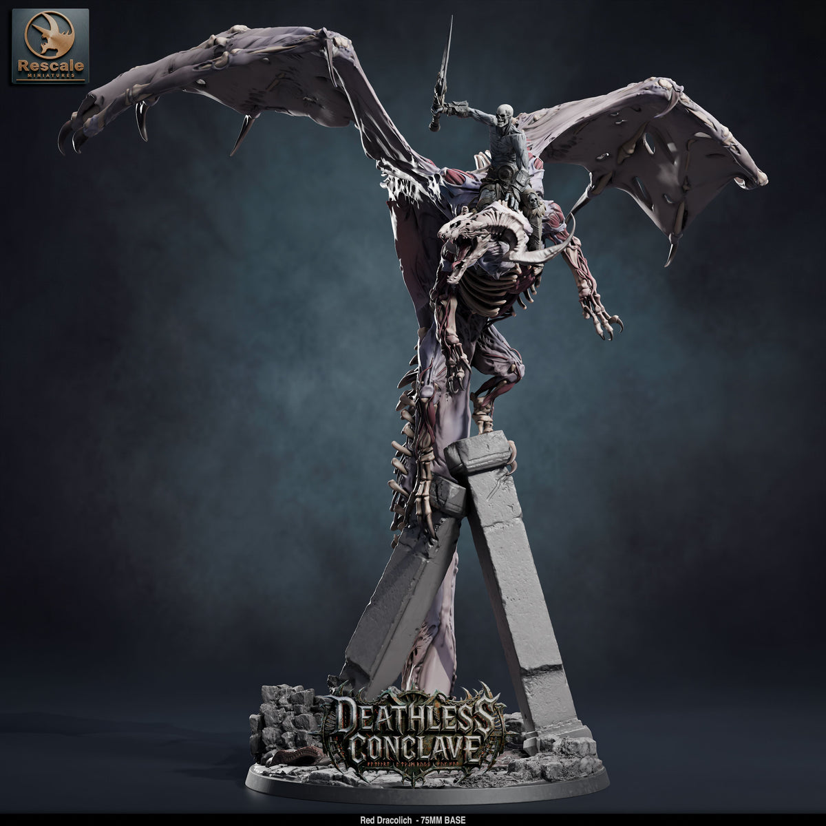 Red Dracolich DND TTRPG Resin Model 75mm Base