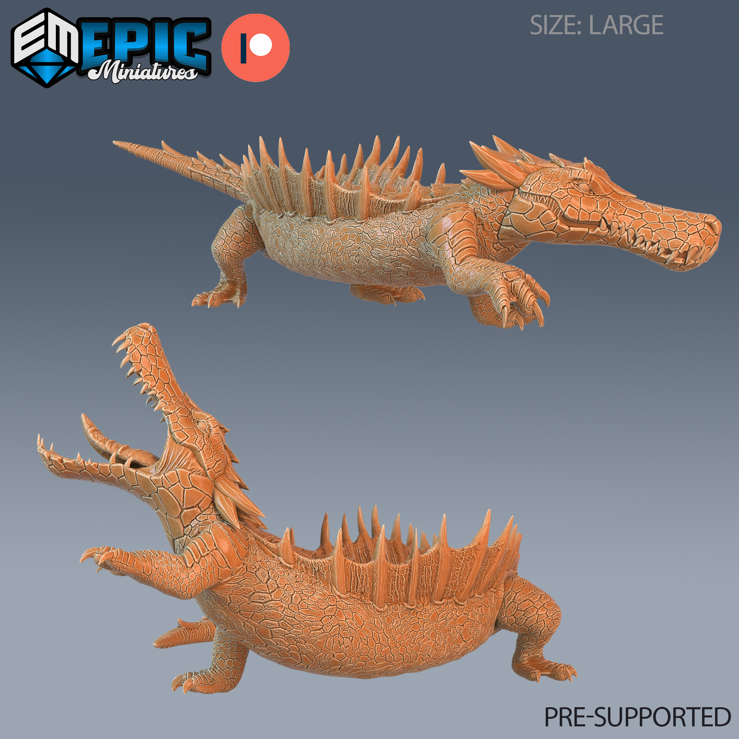 River Crocodile DND TTRPG Resin Model 51mm Base
