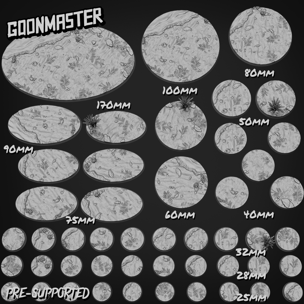 Sandy Beach Bases DND TTRPG Resin Bases 25mm 170mm